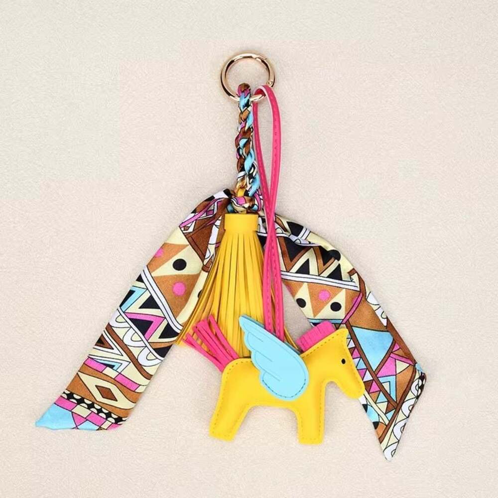 Yellow Horse & Tassel Charm w/ Twilly Scarf Bag Charms